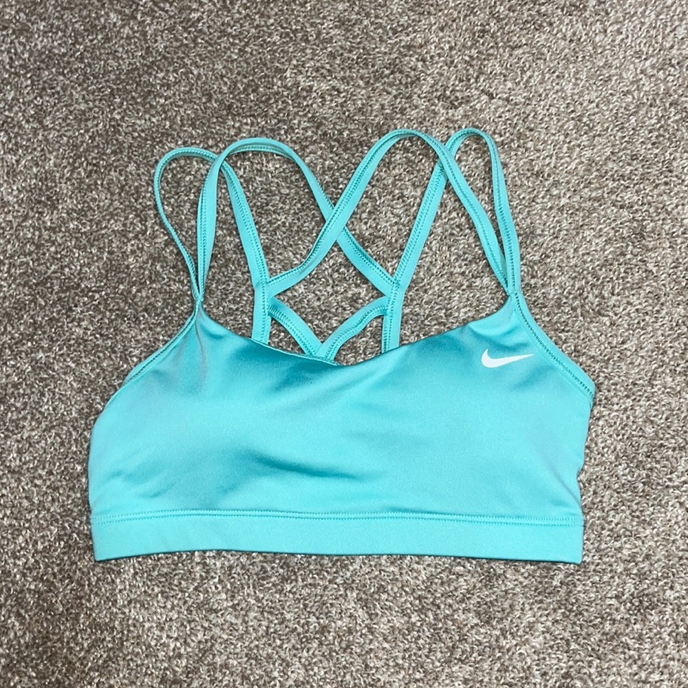 Nike teal sports bra cross cross back